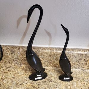 MCM ARNELLI VINTAGE BLACK EGRET/CRANE. CERAMIC.  FIGURINES